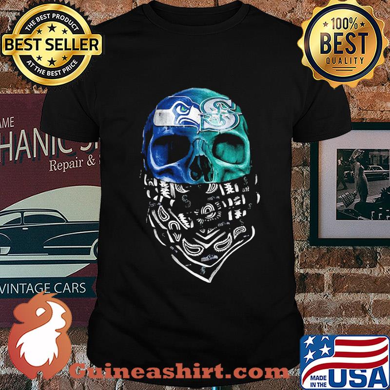 Skull seattle seahawks and seattle mariners shirt