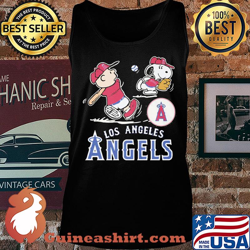 Snoopy and charlie brown playing baseball los angeles angels s Tank top