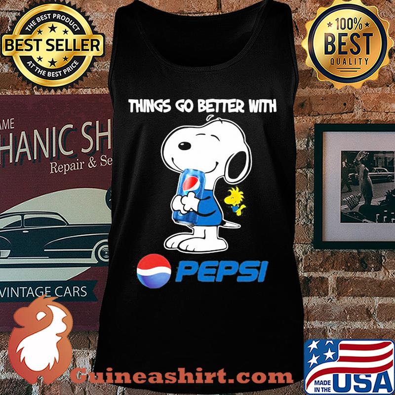 Snoopy and woodstock things go better with pepsi s Tank top