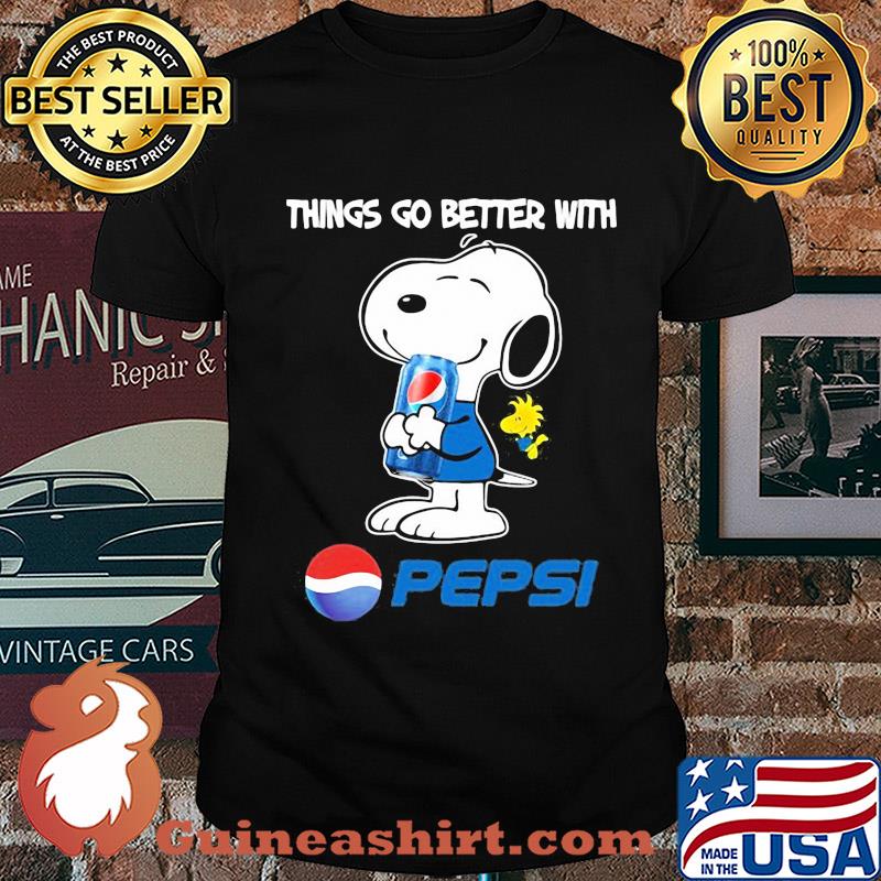 Snoopy and woodstock things go better with pepsi shirt