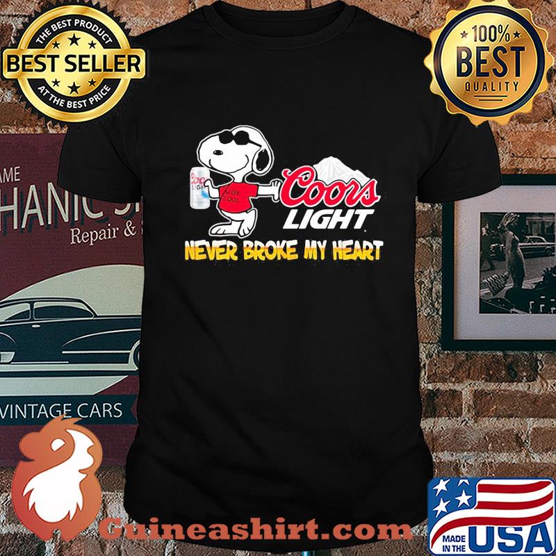Snoopy coors light beer never broke my heart shirt