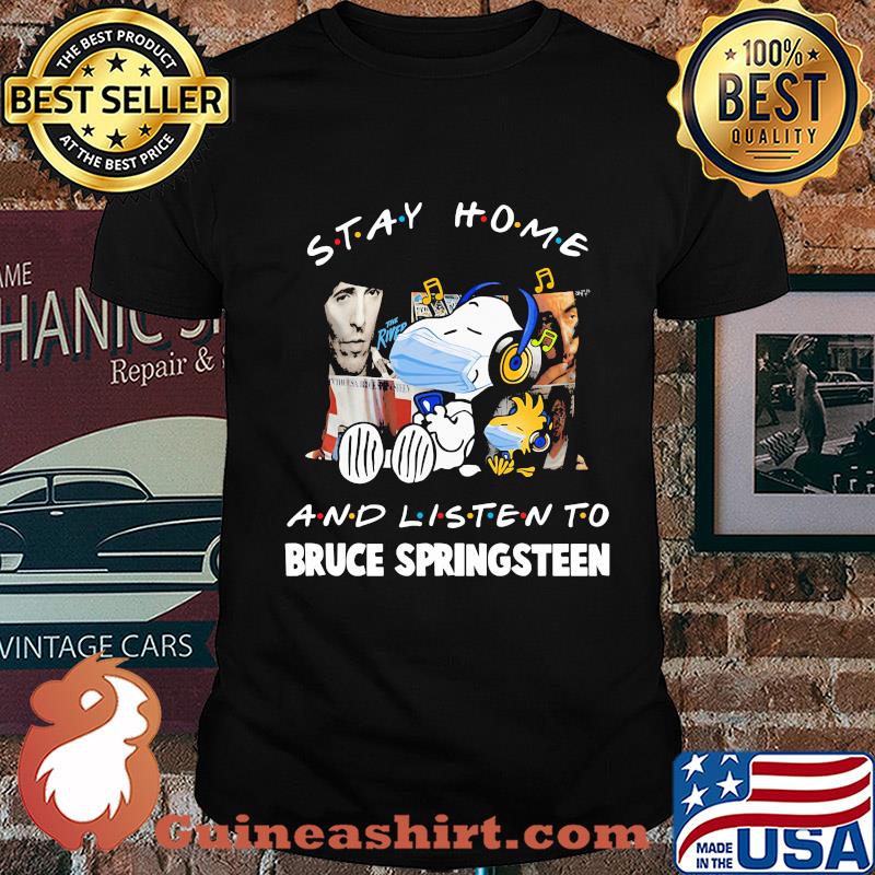 Snoopy wear mask stay home and listen to bruce springsteen covid-19 shirt