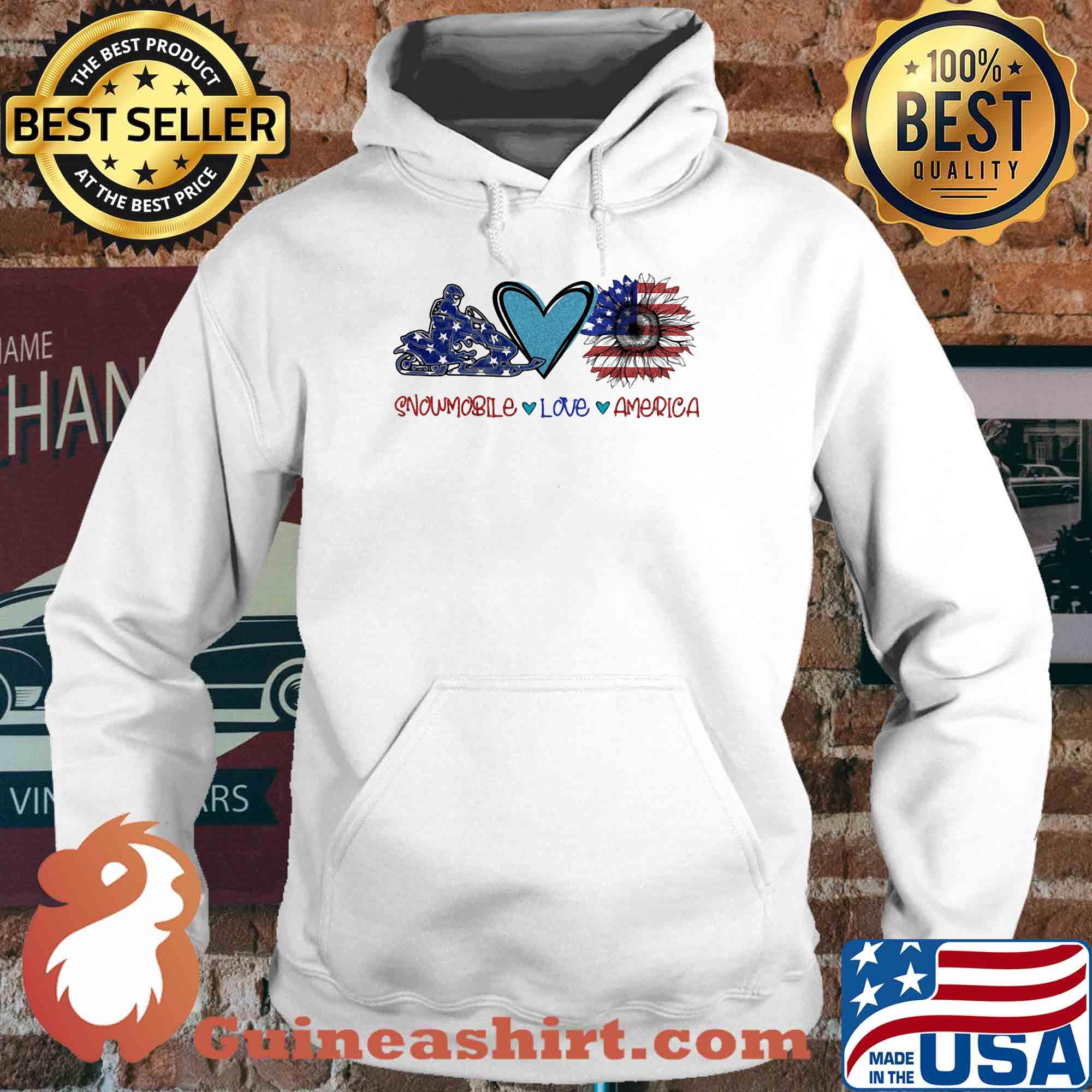 Snowmobile love heart sunflower American flag veteran Independence Day s Hoodie