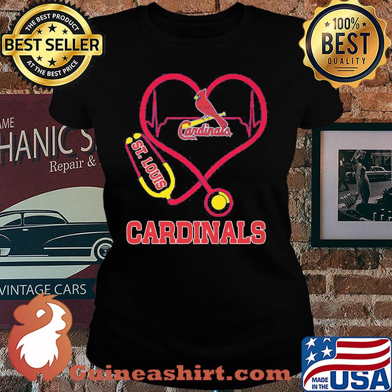 St. Louis cardinals baseball stethoscope heart s Ladies tee