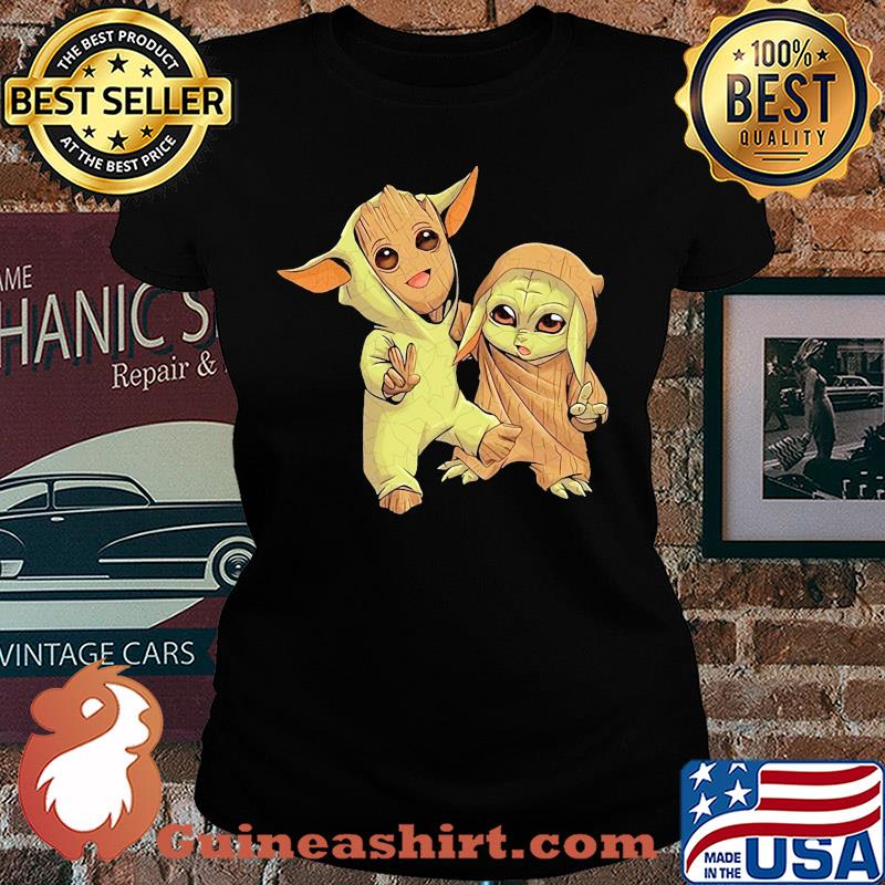 Star wars baby groot and baby yoda s Ladies tee