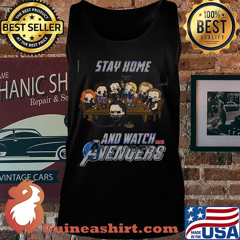 Stay home and watch avengers characters chibi mask s Tank top