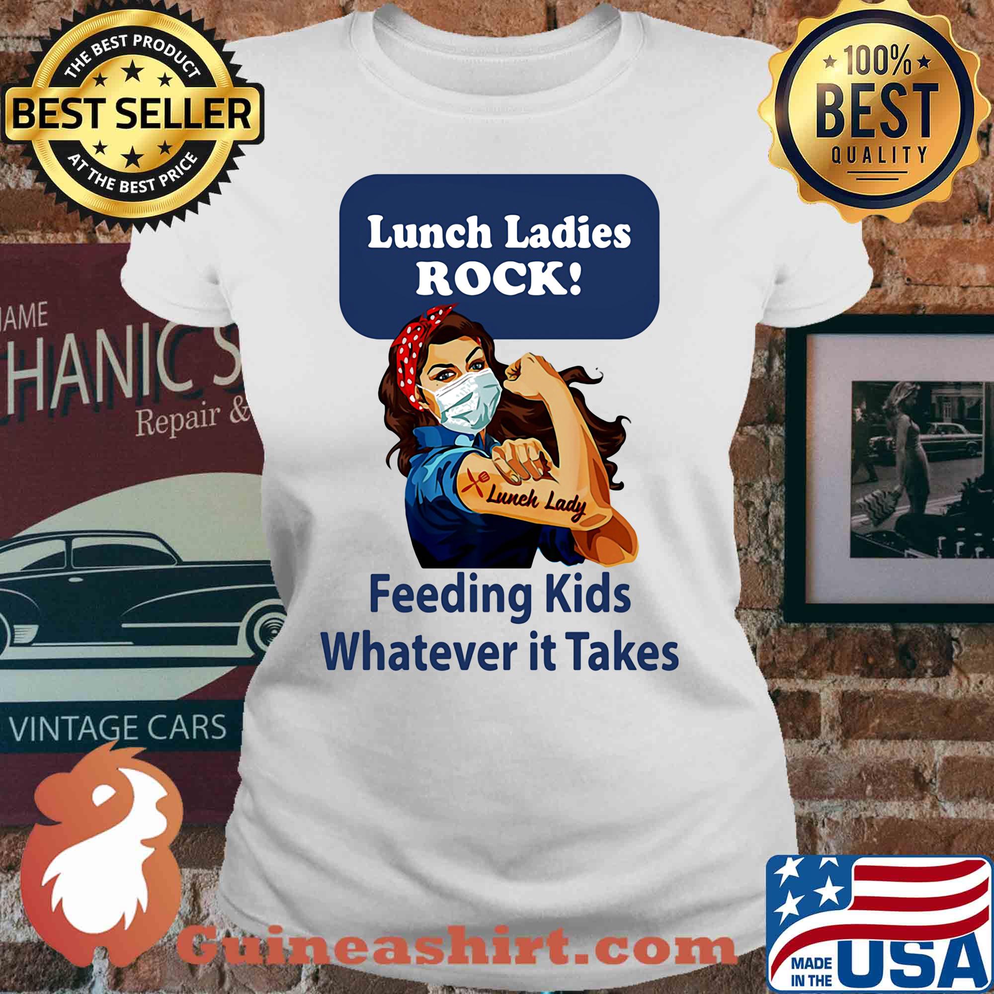Strong woman Lunch ladies rock feeding kids whatever it takes s V-neck