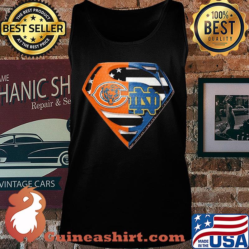 Superhero chicago bears and notre dame diamond american flag independence day s Tank top