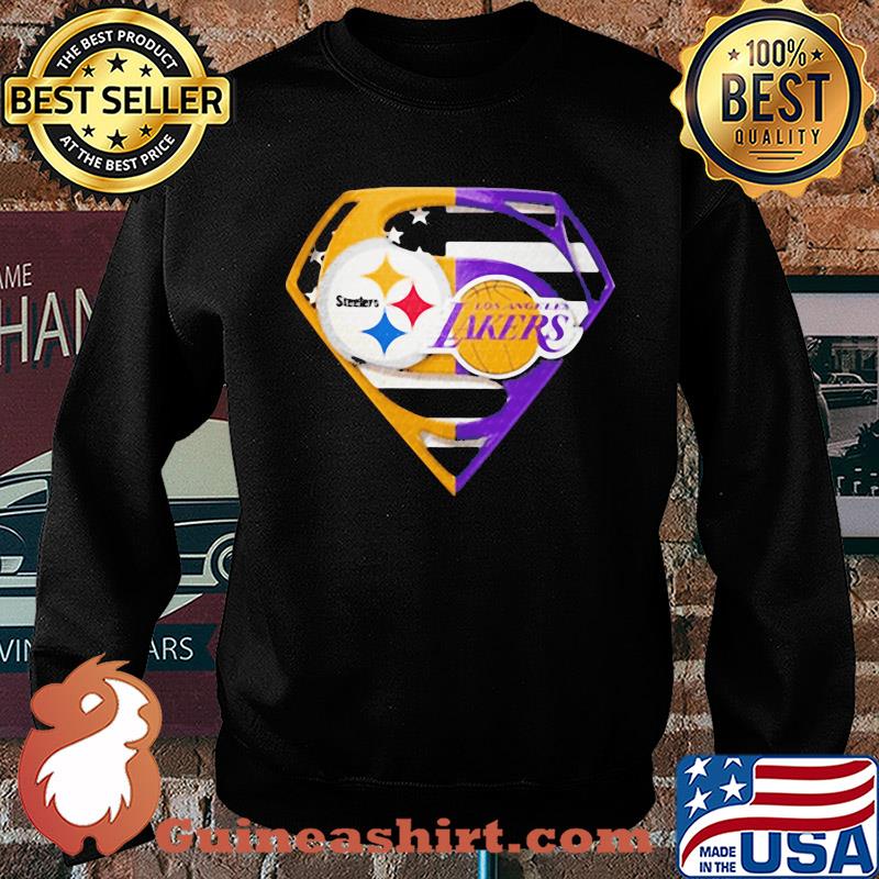 Superhero pittsburgh steelers and los angeles lakers diamond american flag independence day s Sweater