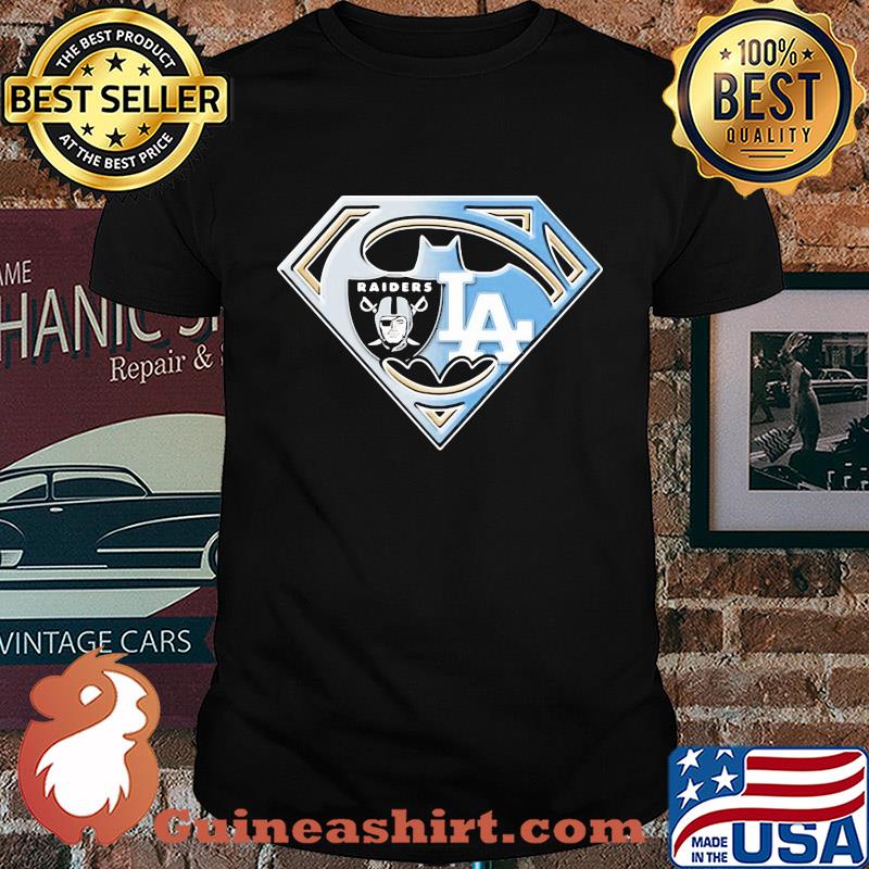 Superman batman oakland raiders and los angeles dodgers shirt