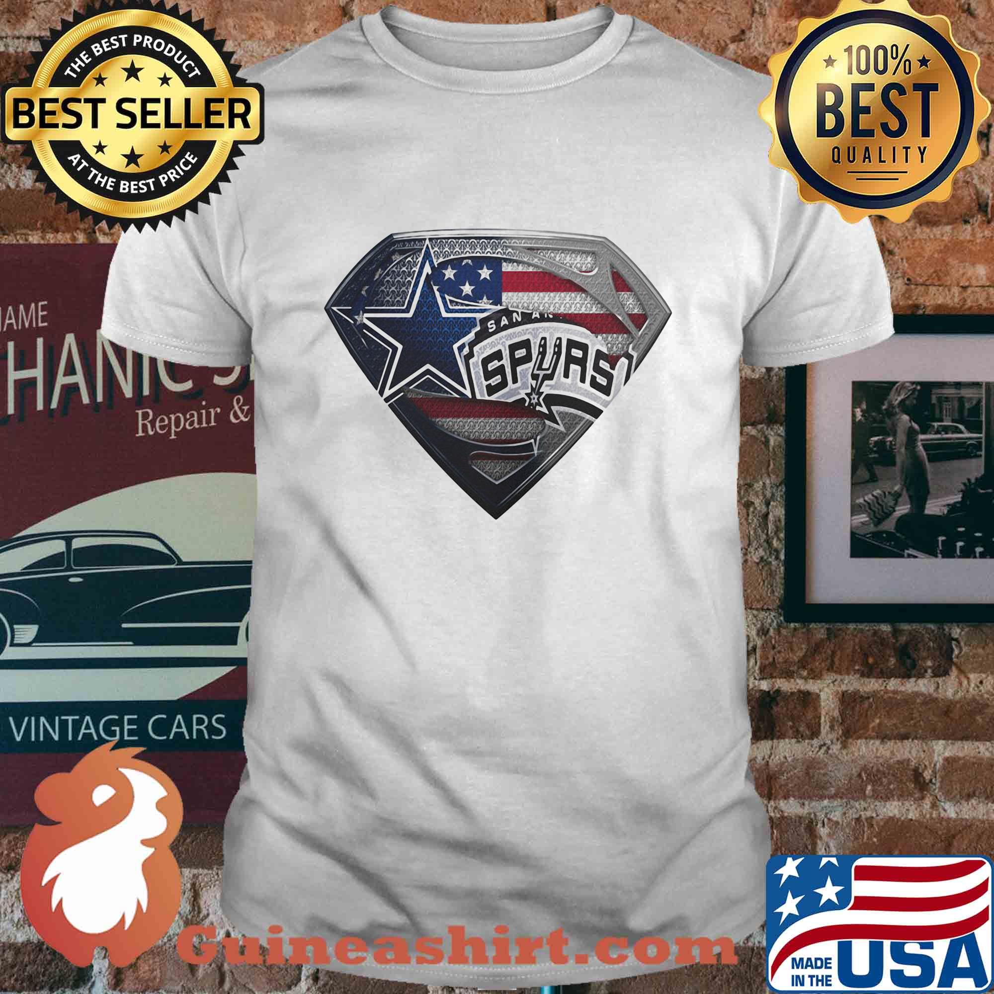 Superman dallas cowboys vs san antonio spurs american flag independence day shirt