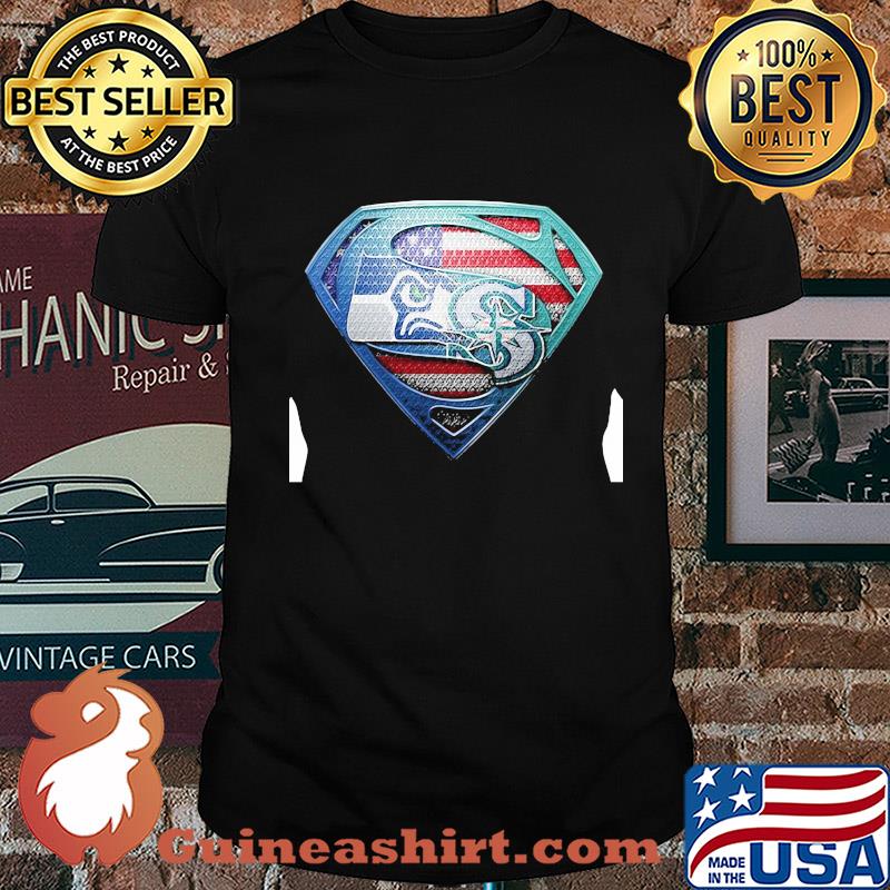 Superman seattle seahawks and seattle mariners american flag independence day shirt