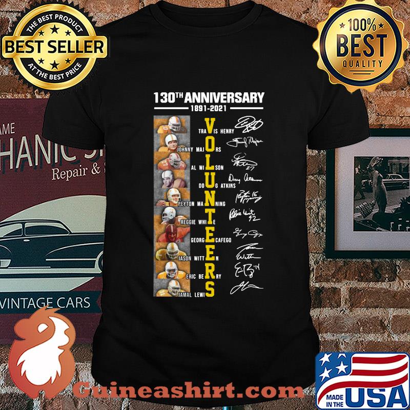 Tennessee Volunteers 130th anniversary 1891-2020 signatures shirt