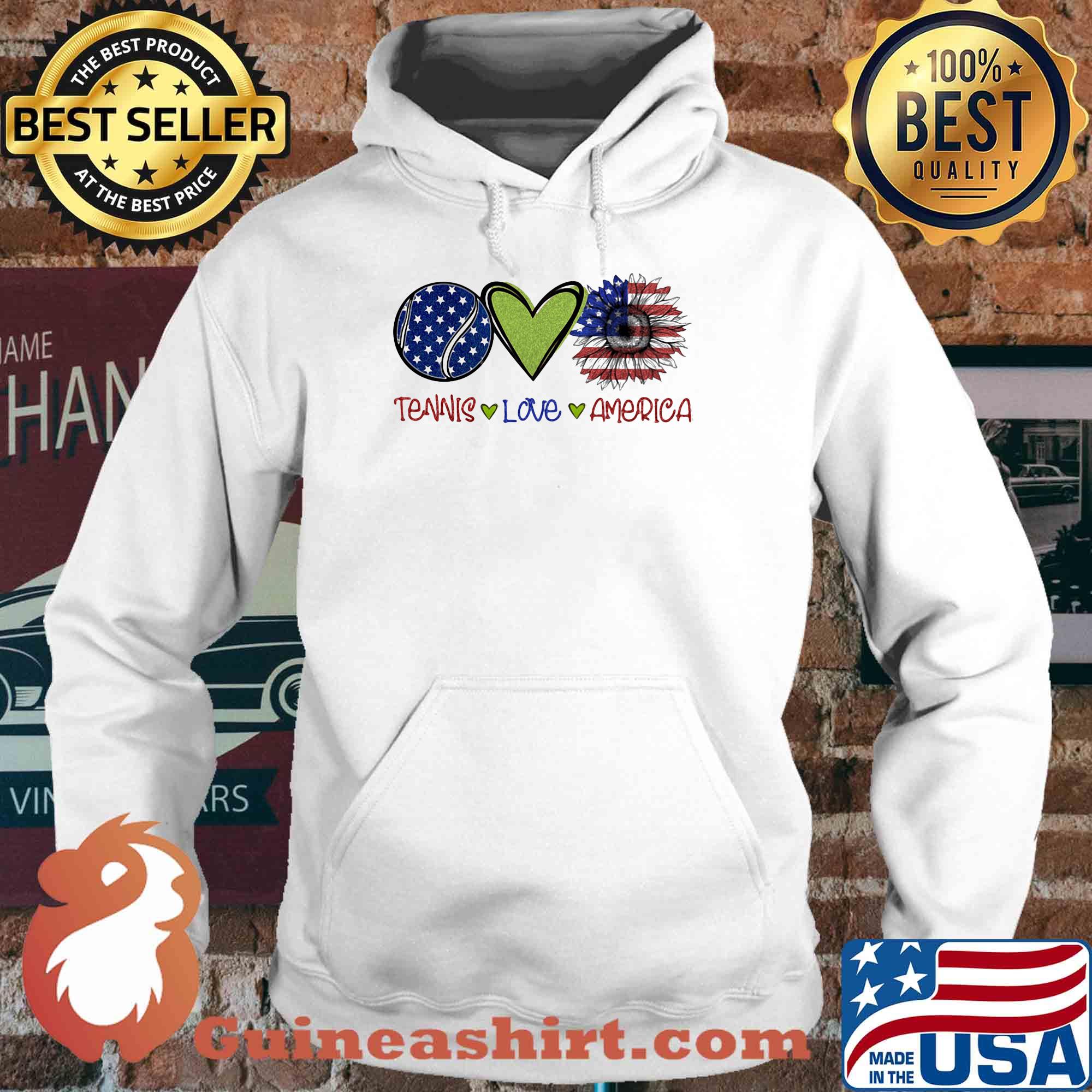 Tennis love heart sunflower American flag veteran Independence Day s Hoodie
