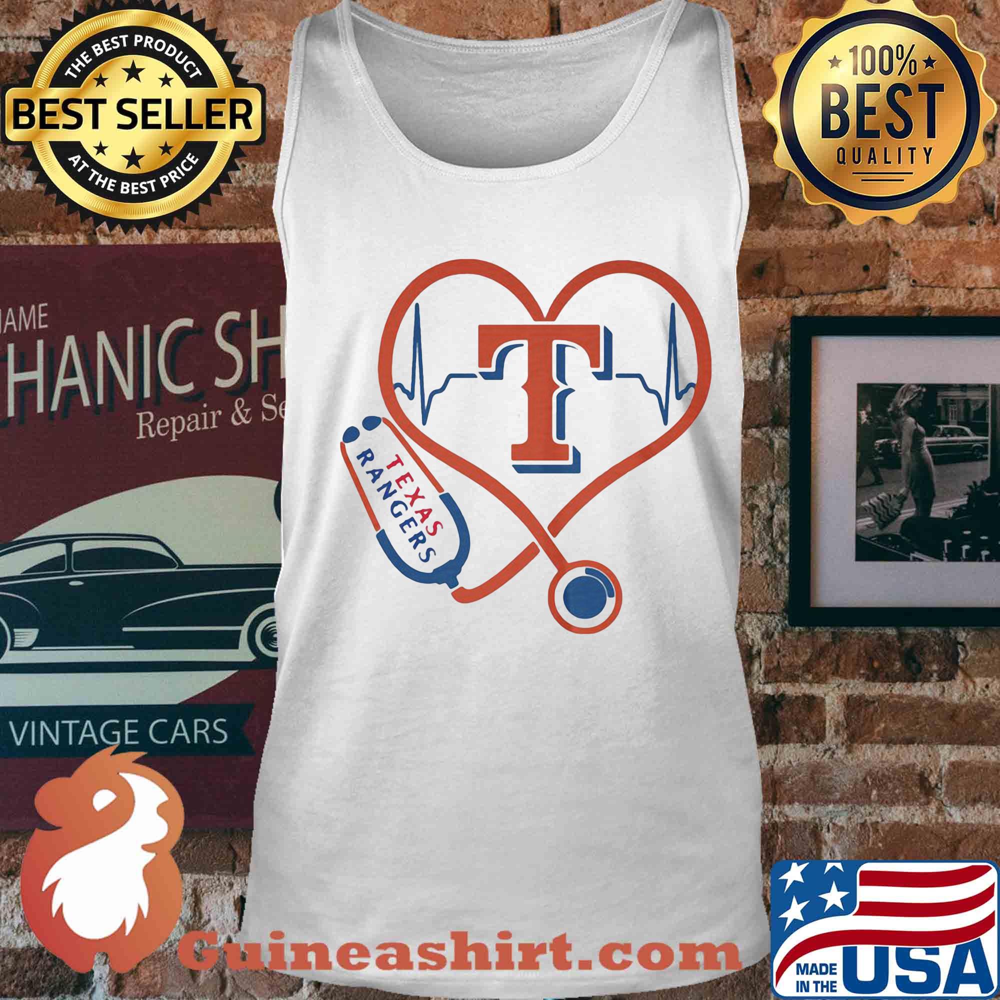 Texas rangers baseball stethoscope heart s Tank top