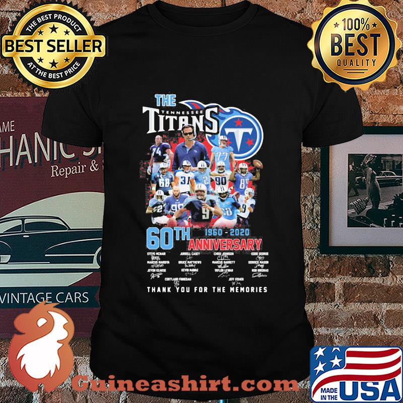The tennessee titans 60th anniversary 1960 2020 thank you for the memories signatures shirt
