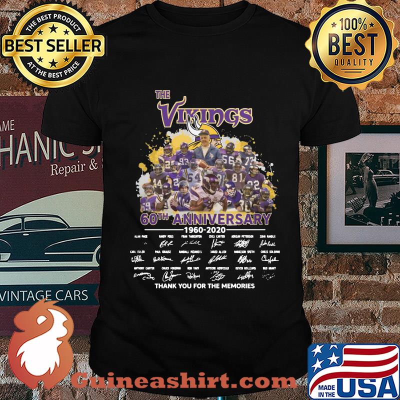 The vikings 60th anniversary 1960-2020 signatures thank you for the memories shirt