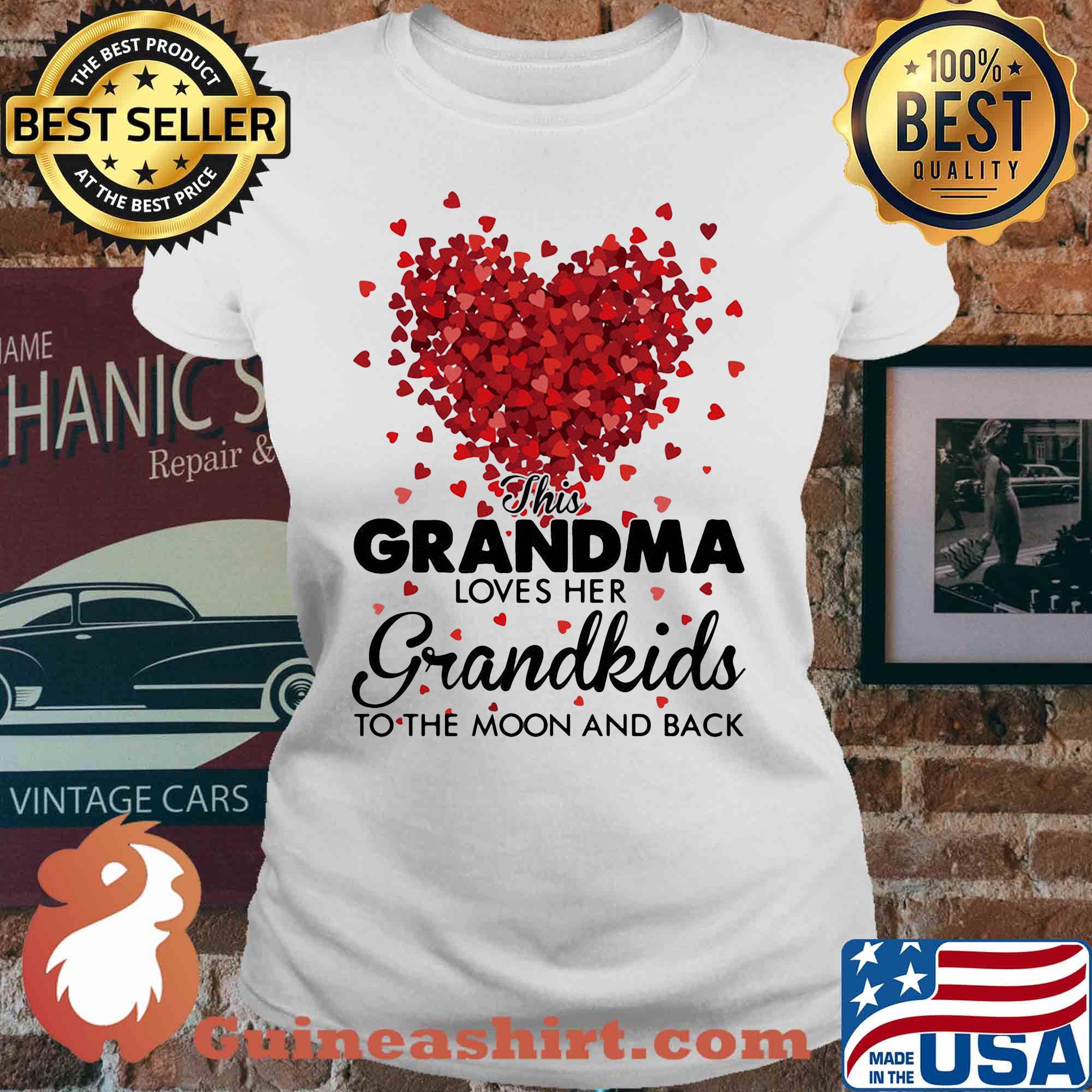 This grandma loves her grandkids to the moon and back heart s V-neck
