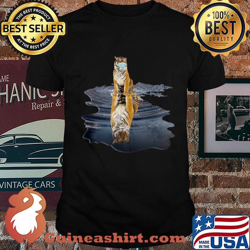 Tigers reflection in the water mask covid-19 shirt
