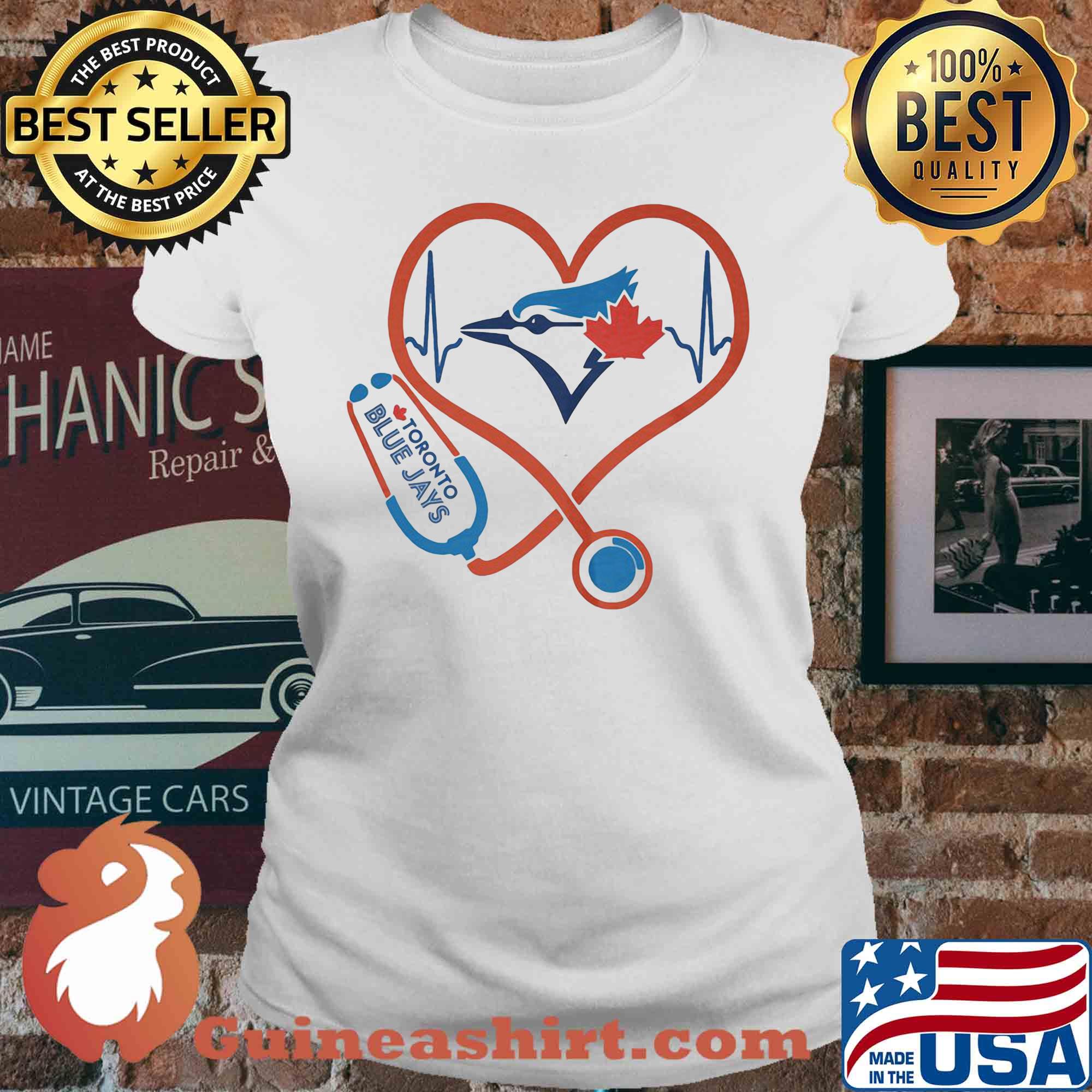 Toronto blue jays baseball stethoscope heart s V-neck