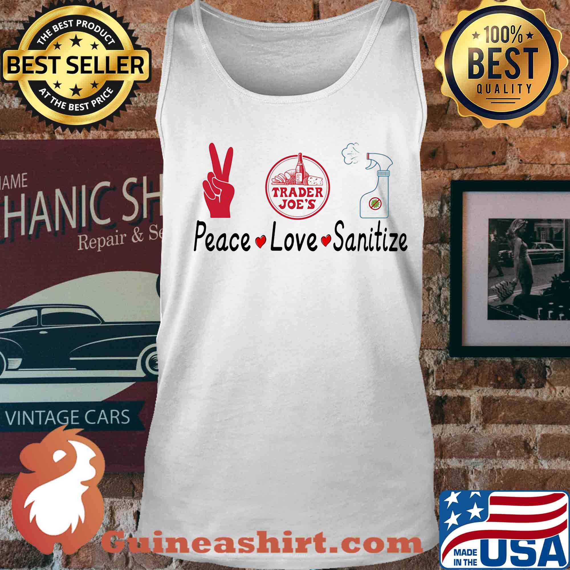 Trader joe's peace love sanitize covid-19 s Tank top