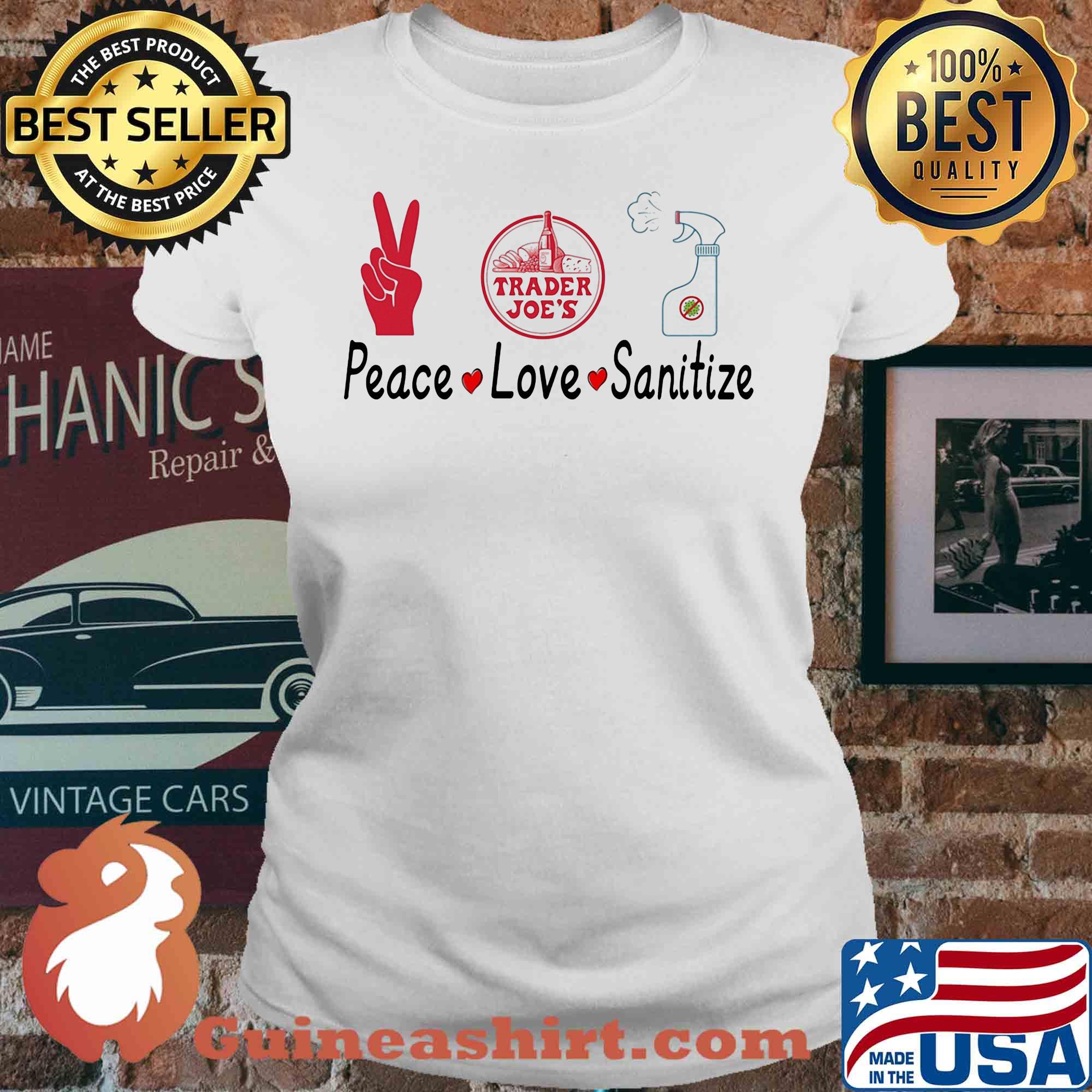 Trader joe's peace love sanitize covid-19 s V-neck