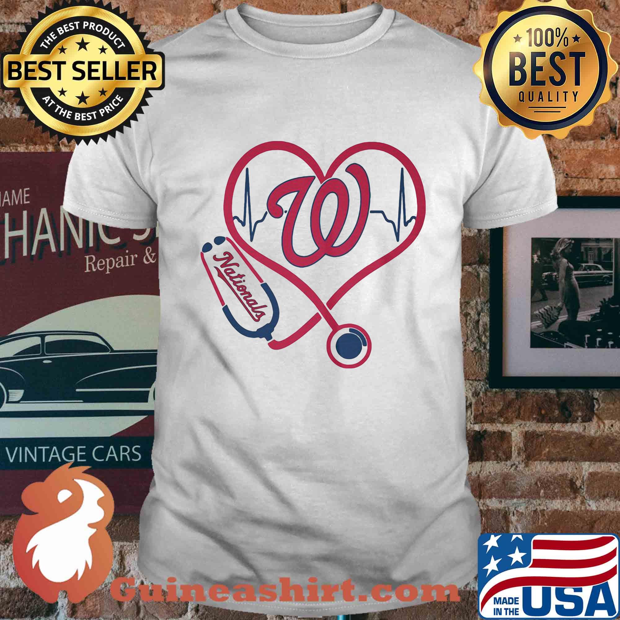 Washington nationals baseball stethoscope heart shirt