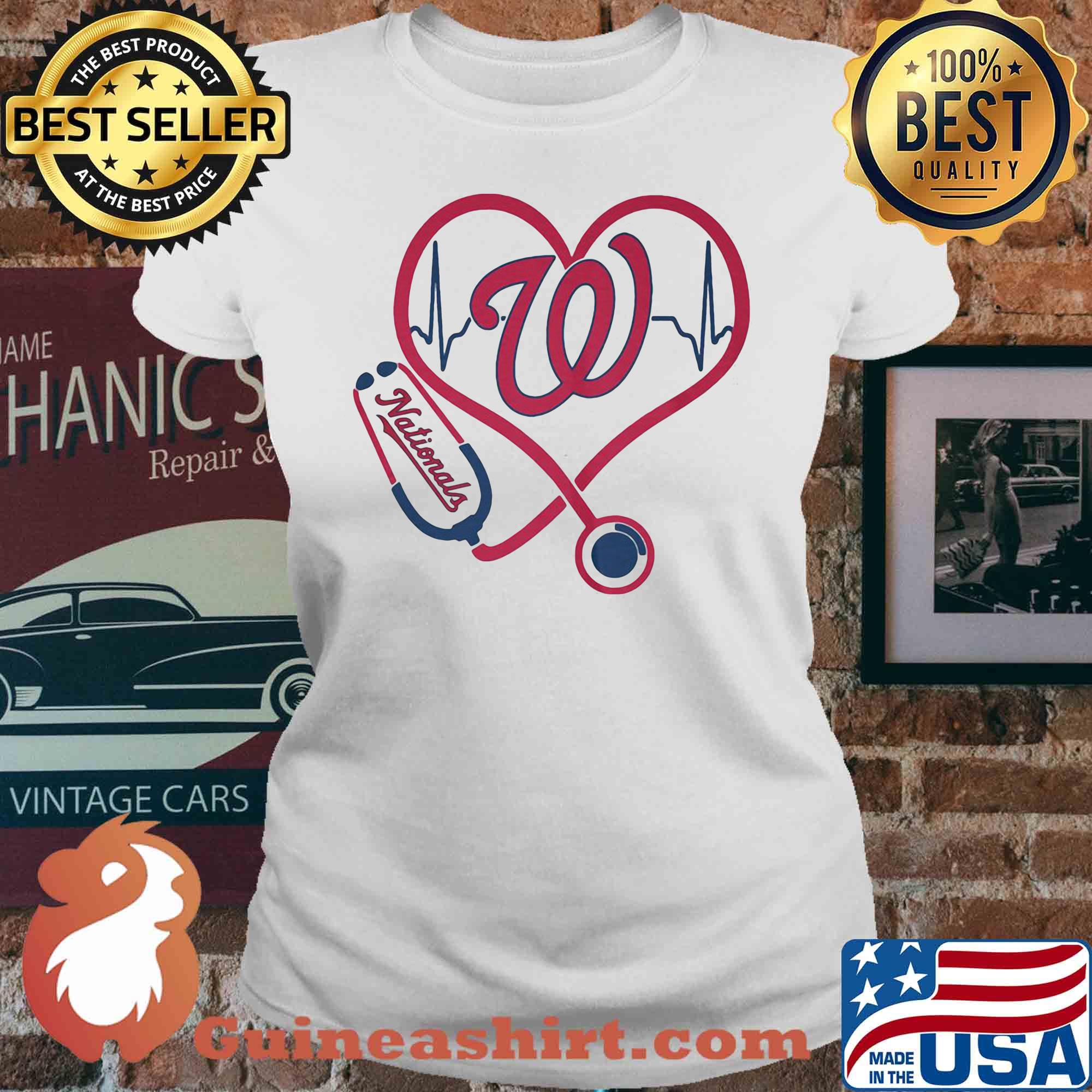 Washington nationals baseball stethoscope heart s V-neck