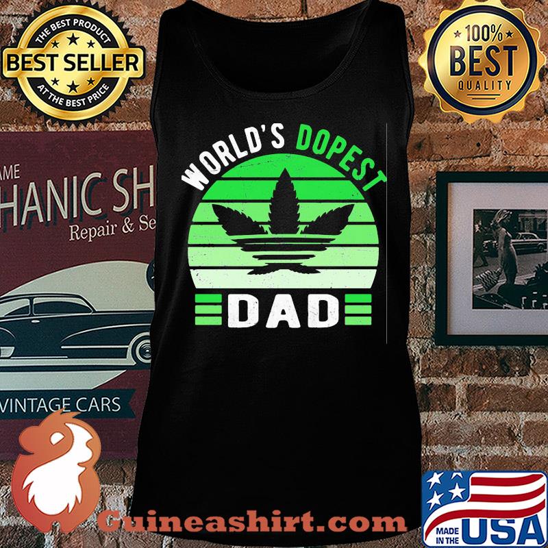 Weed world's dopest dad green vintage s Tank top