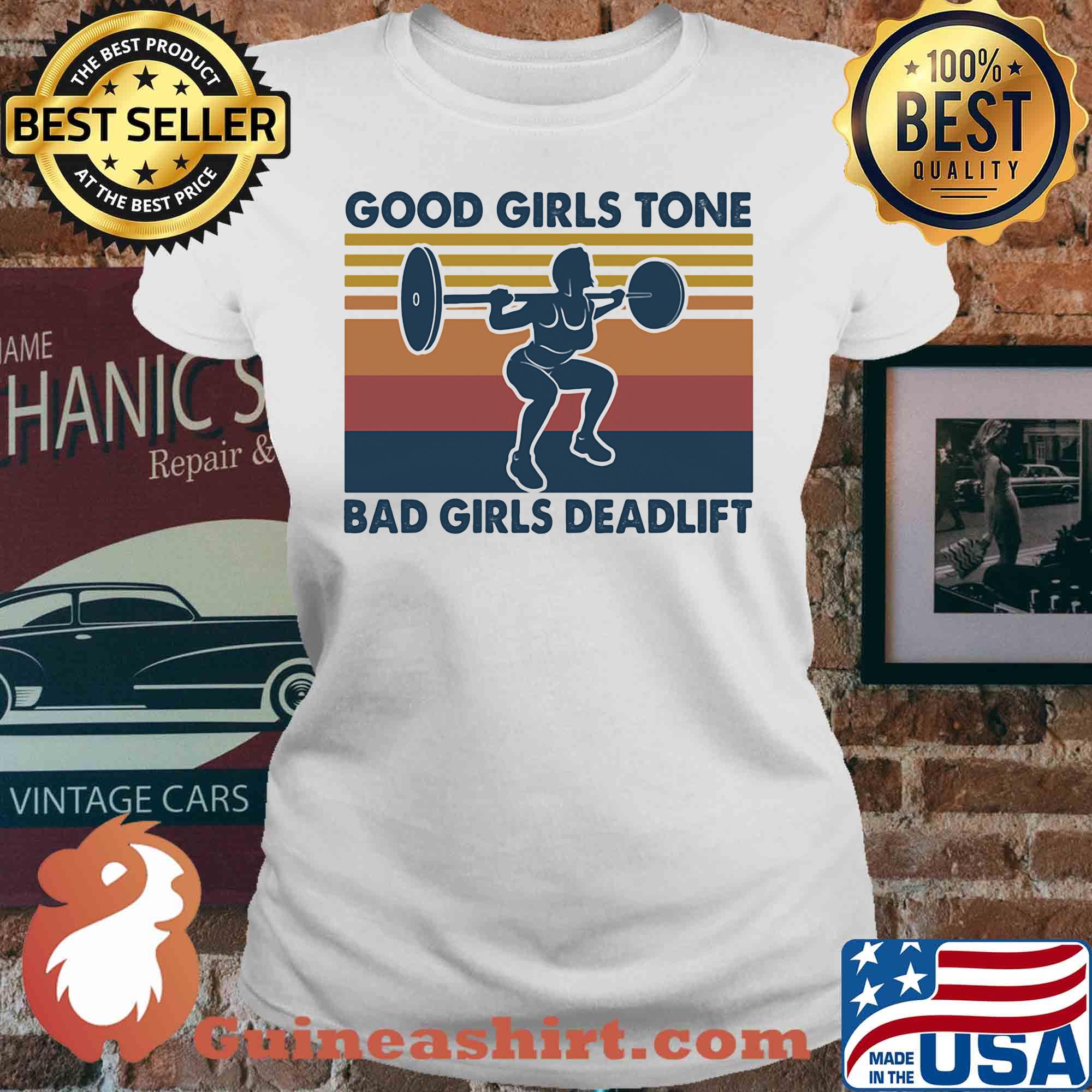 Weight lifting good girls tone bad girls deadlift vintage s V-neck