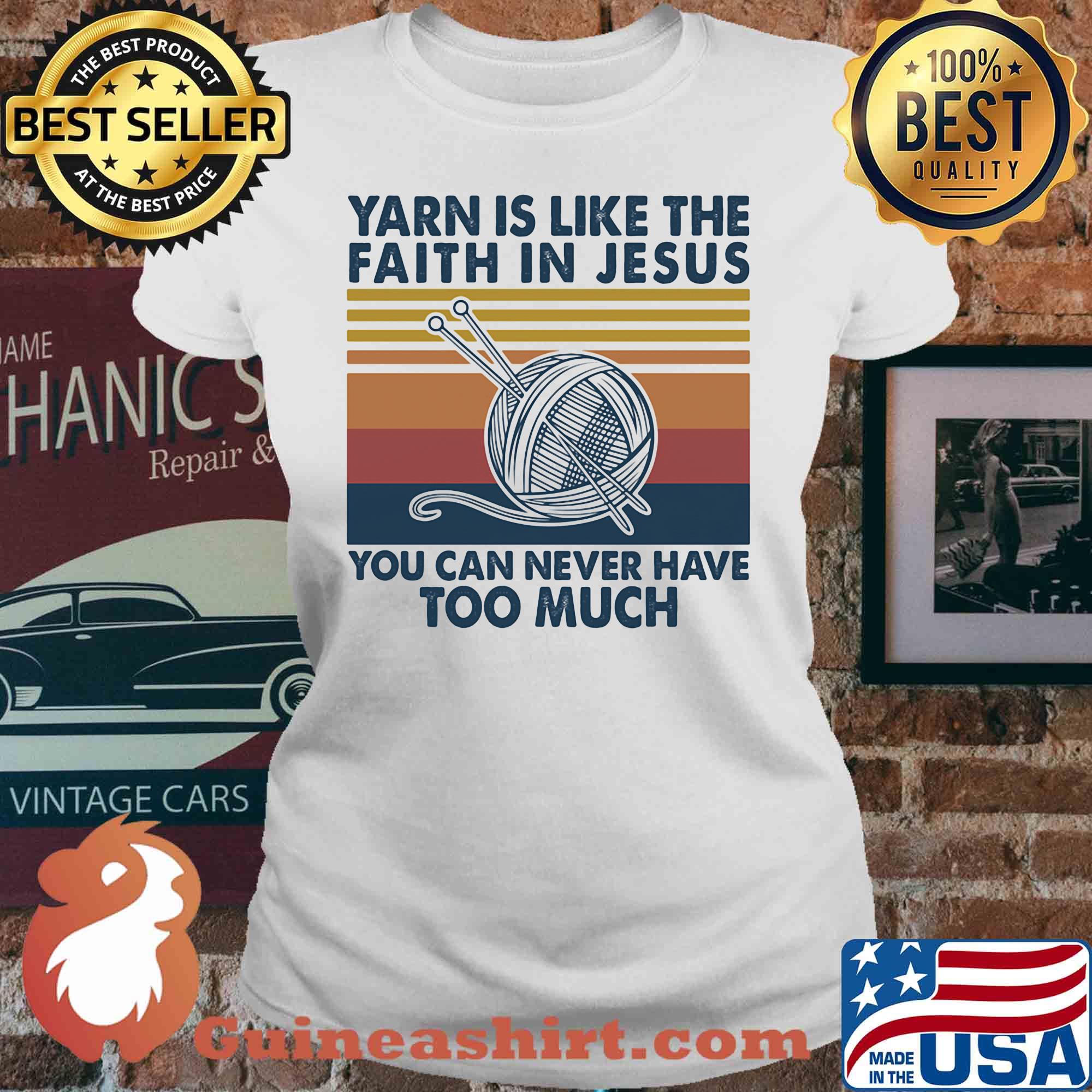 Yarn is like the faith in jesus you can never have too much vintage s V-neck