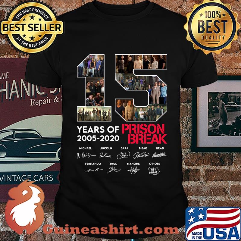 15 years of 2005 2020 prison break signatures shirt