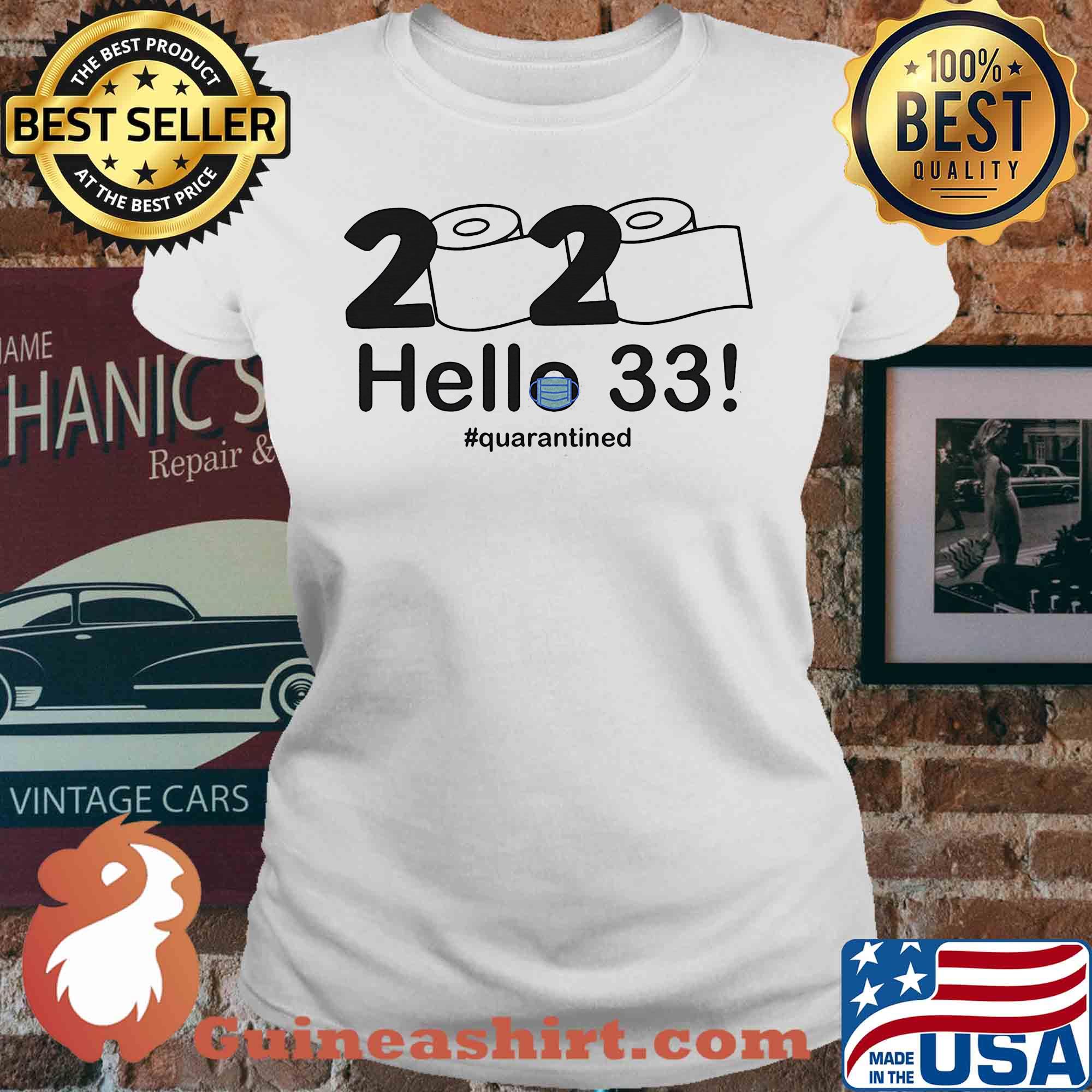 2020 hello 33 quarantine birthday toilet paper mask s V-neck
