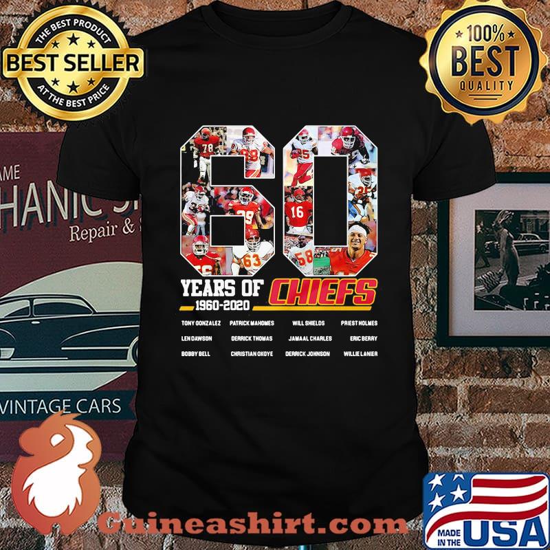 60 years of 1960 2020 kansas city chiefs football team players shirt
