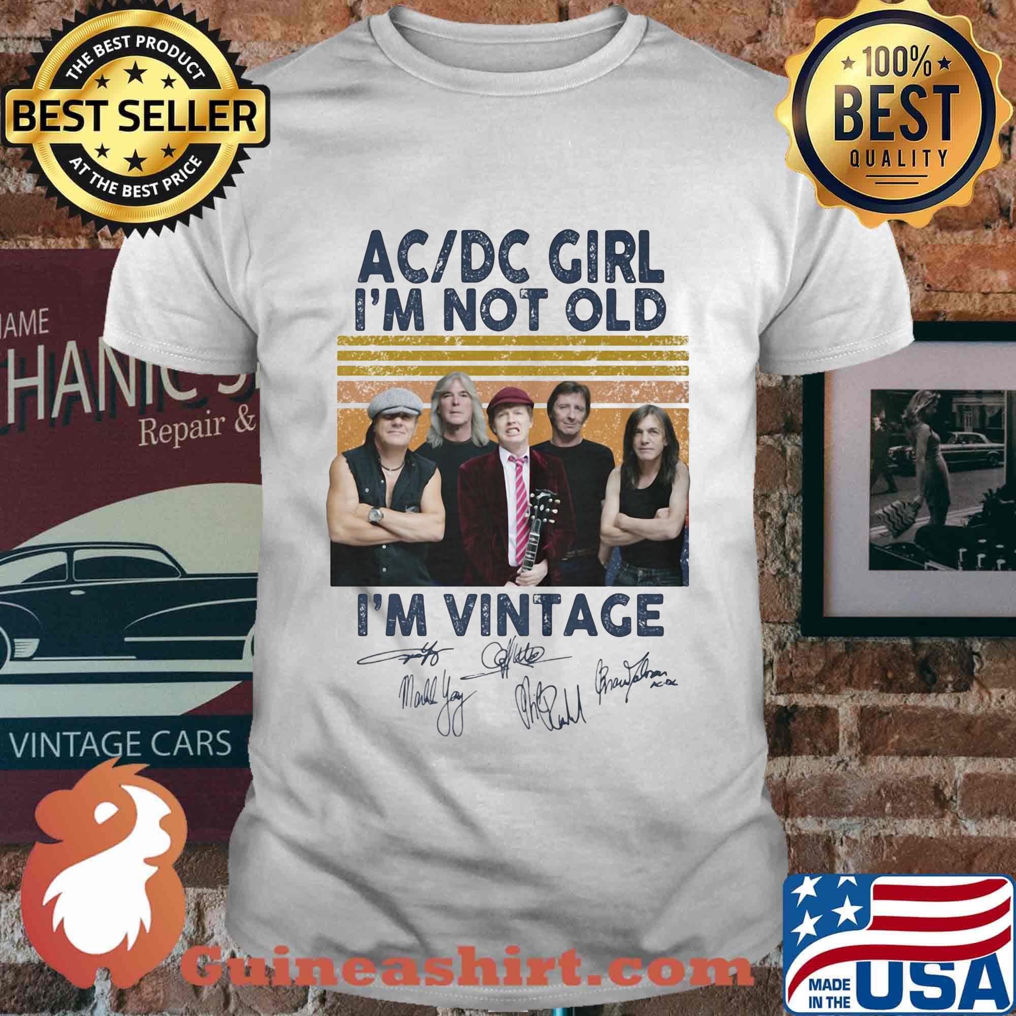 Acdc girl i'm not old i'm vintage retro signatures shirt
