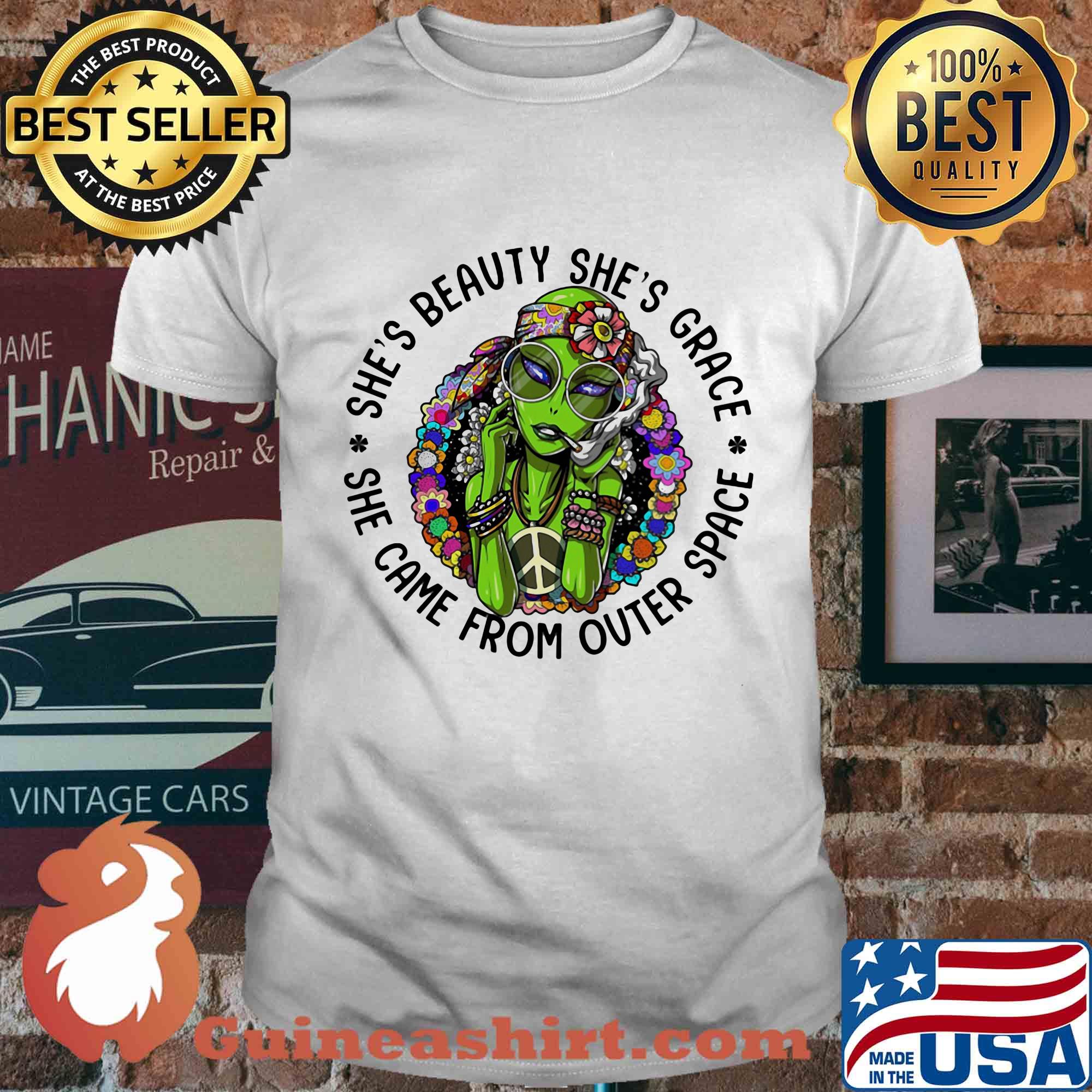 Alien flowers she's beauty she's grace she came from outer space shirt