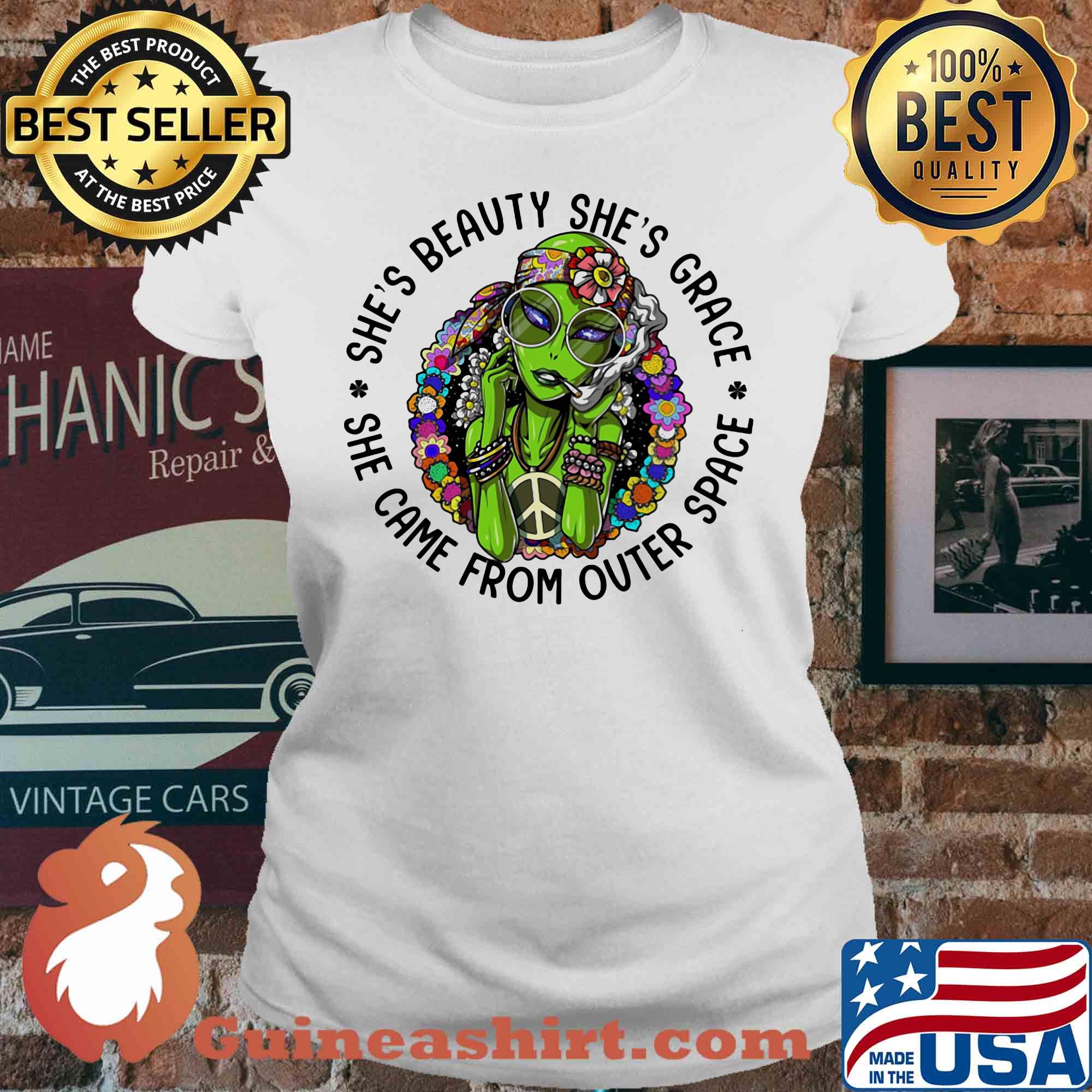 Alien flowers she's beauty she's grace she came from outer space s V-neck