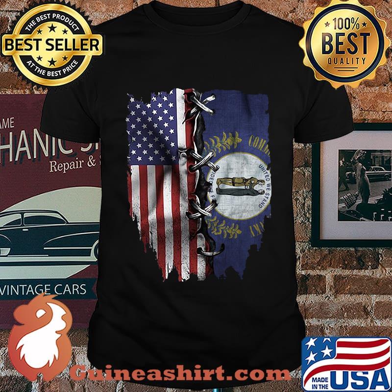 American and kentucky state flag independence day shirt