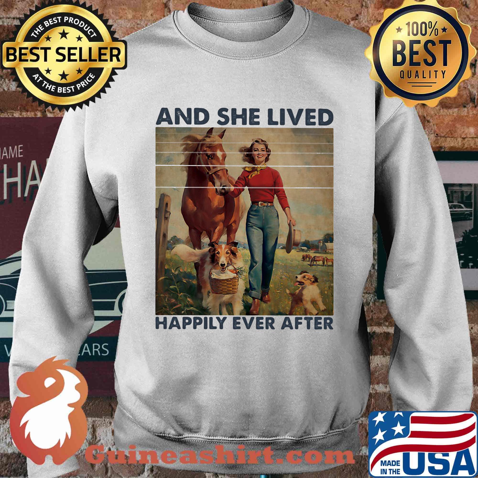And She Lived Happily Ever After Girl Horse Dog Vintage Shirt Sweater