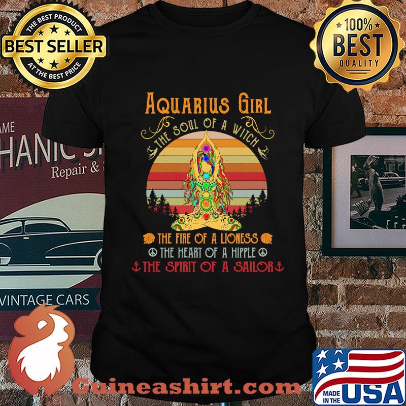 Aquarius girl the soul of a witch the fire of a lioness the heart of a hippie vintage retro shirt