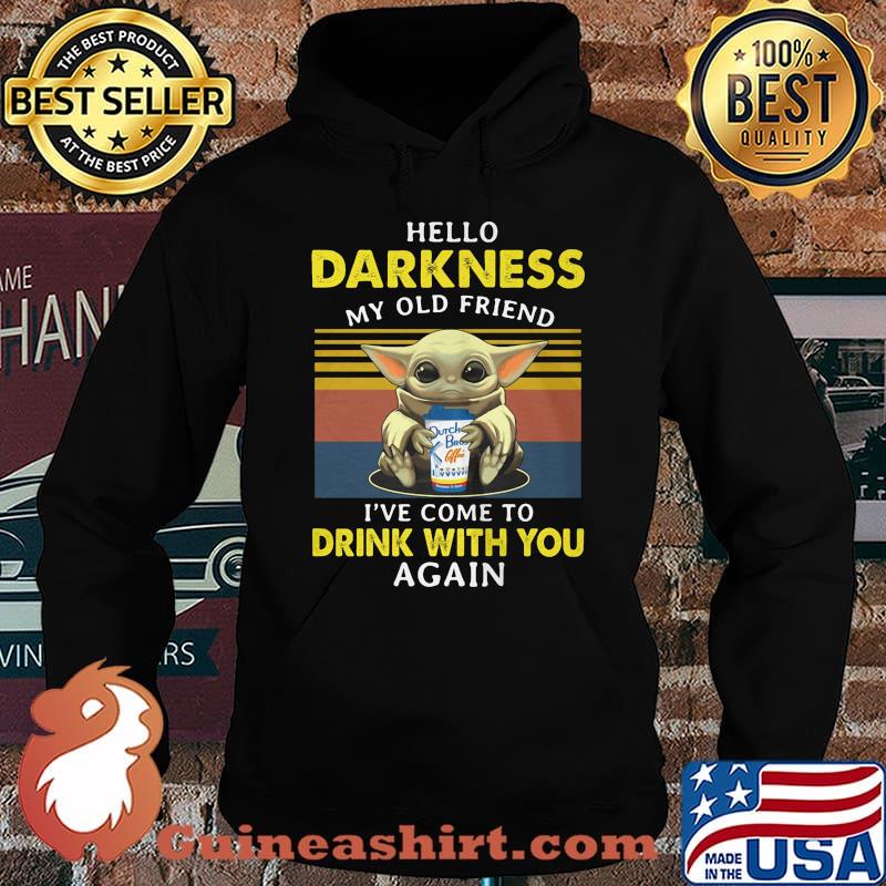 Baby yoda hug dutch bros hello darkness my old friend i've come to drink with you again vintage retro s Hoodie