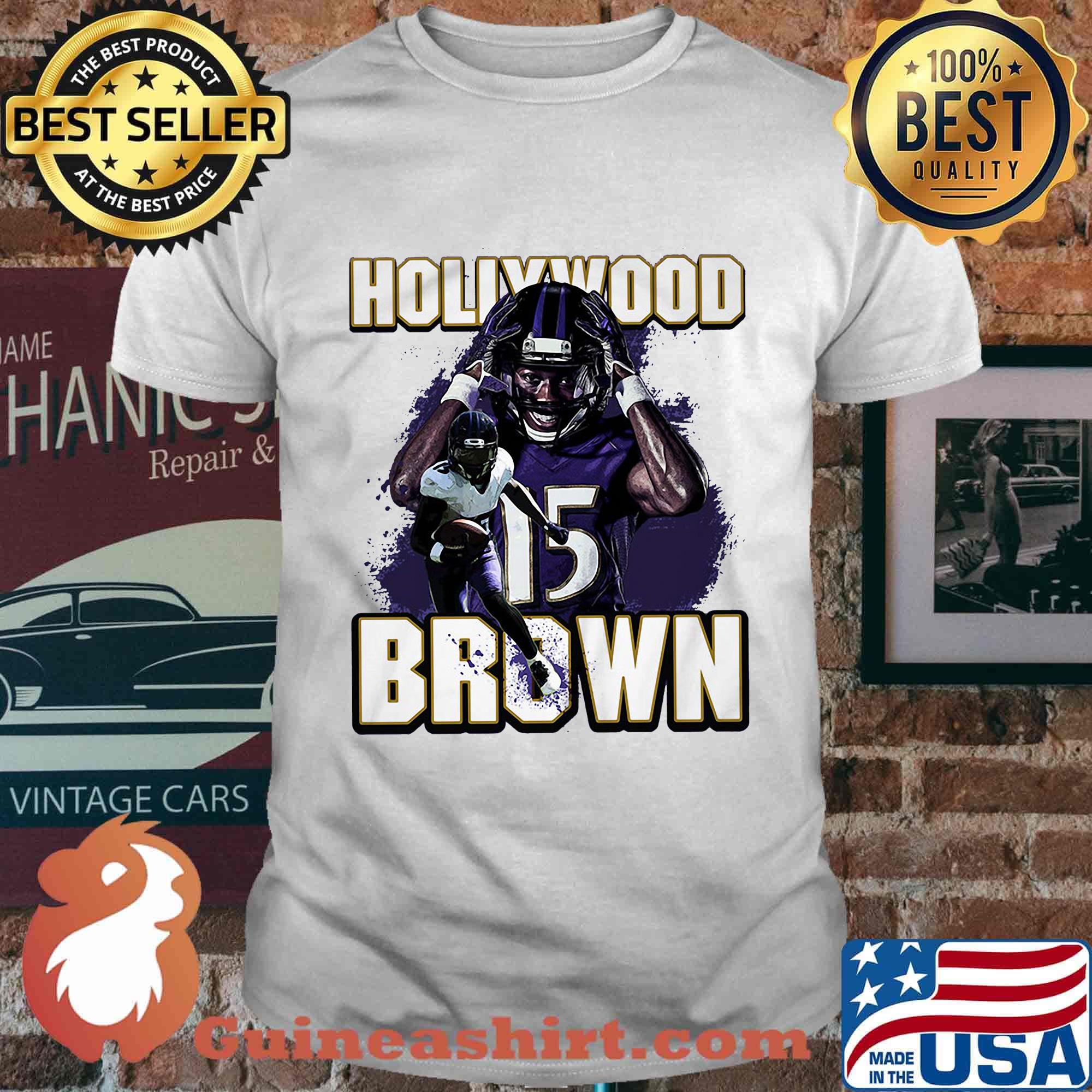 Baltimore ravens football team hollywood 15 brown shirt