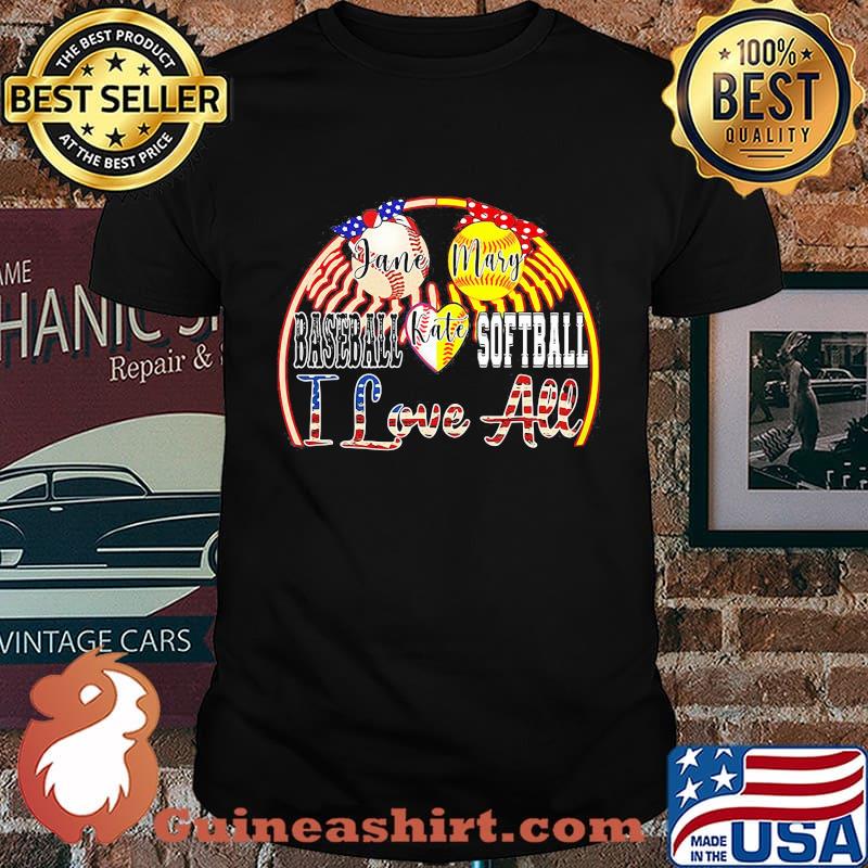 Baseball kate softball i love all america 4th of july independence day shirt