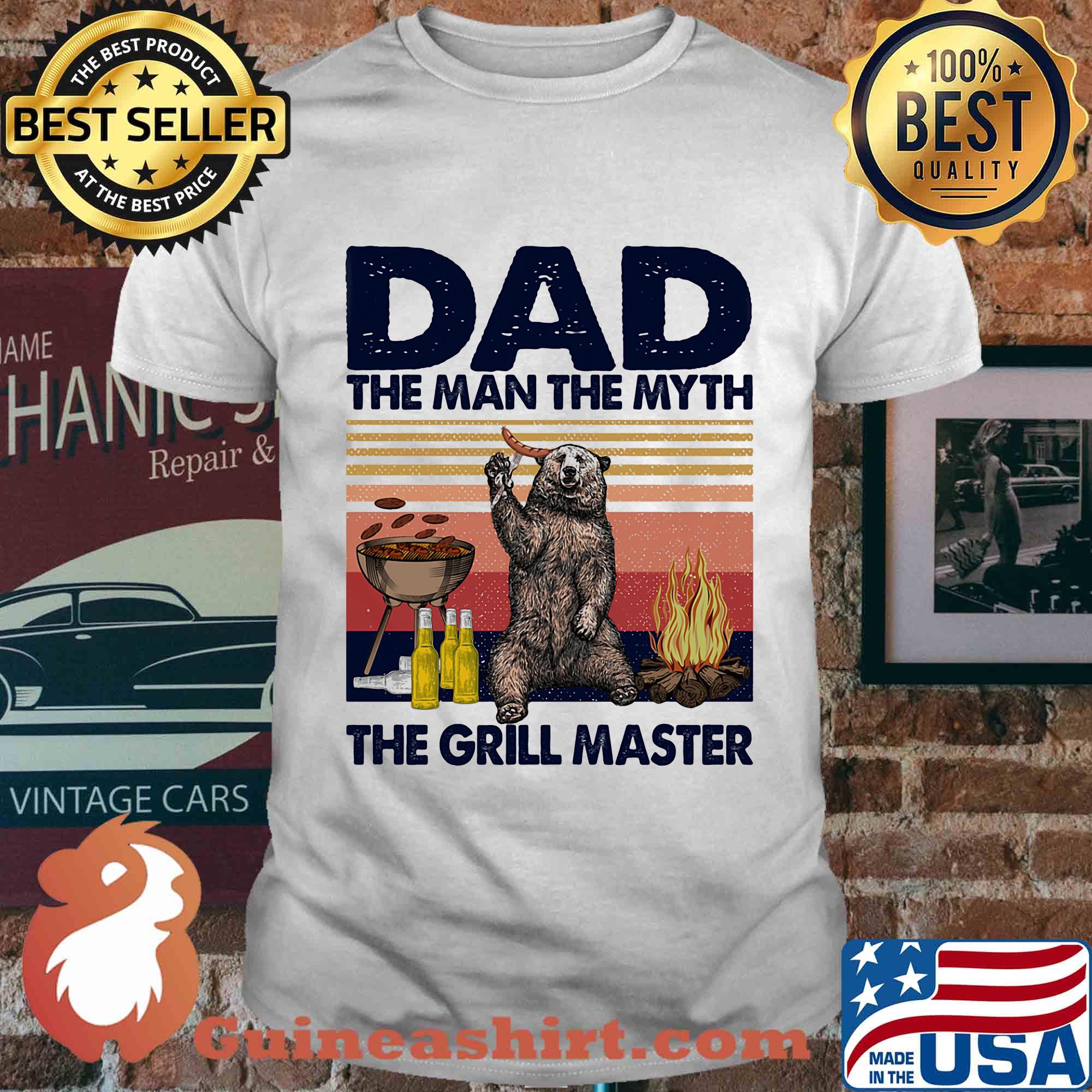 Bear dad the man the myth the grill master vintage retro shirt