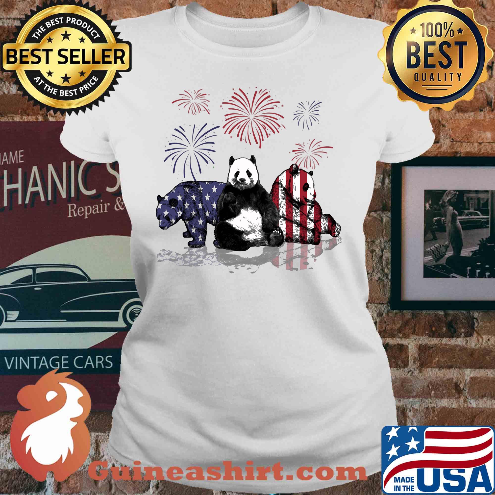 Bear firework american flag independence day s V-neck
