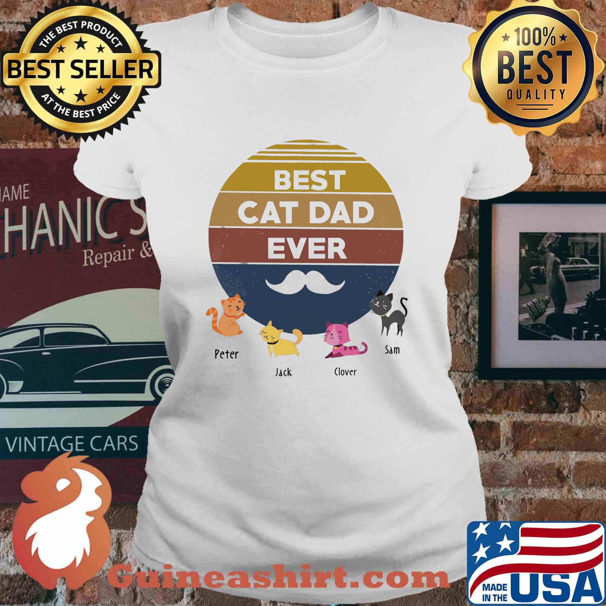 Best cat dad ever beard peter jack clover sam father's day vintage retro s Ladies tee