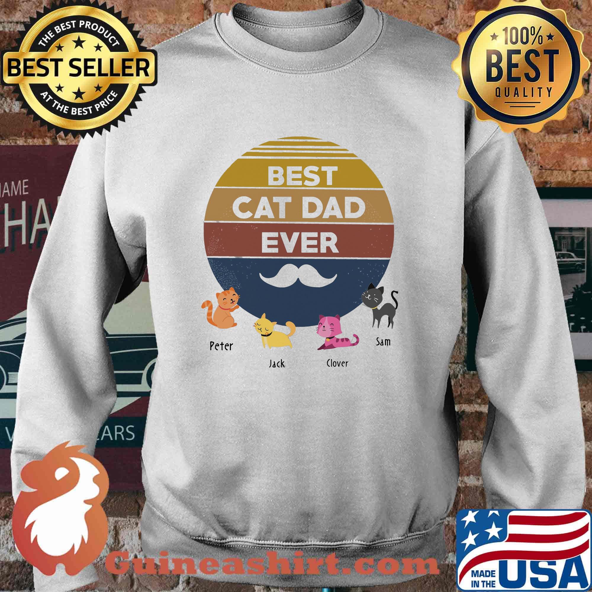 Best cat dad ever beard peter jack clover sam father's day vintage retro s Sweater