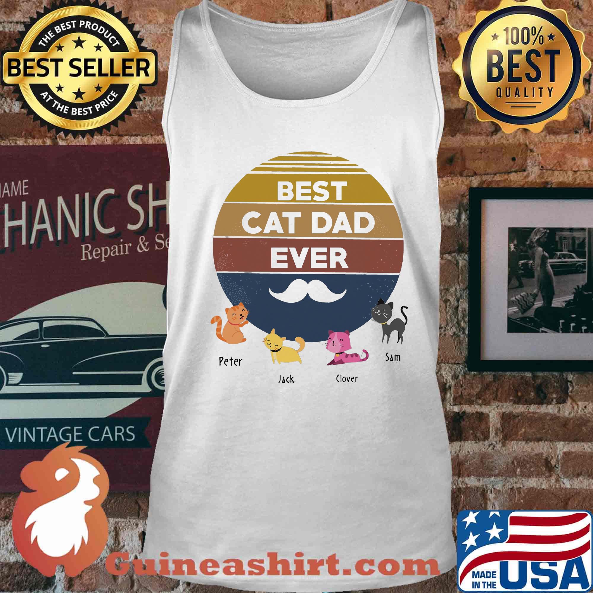 Best cat dad ever beard peter jack clover sam father's day vintage retro s Tank top