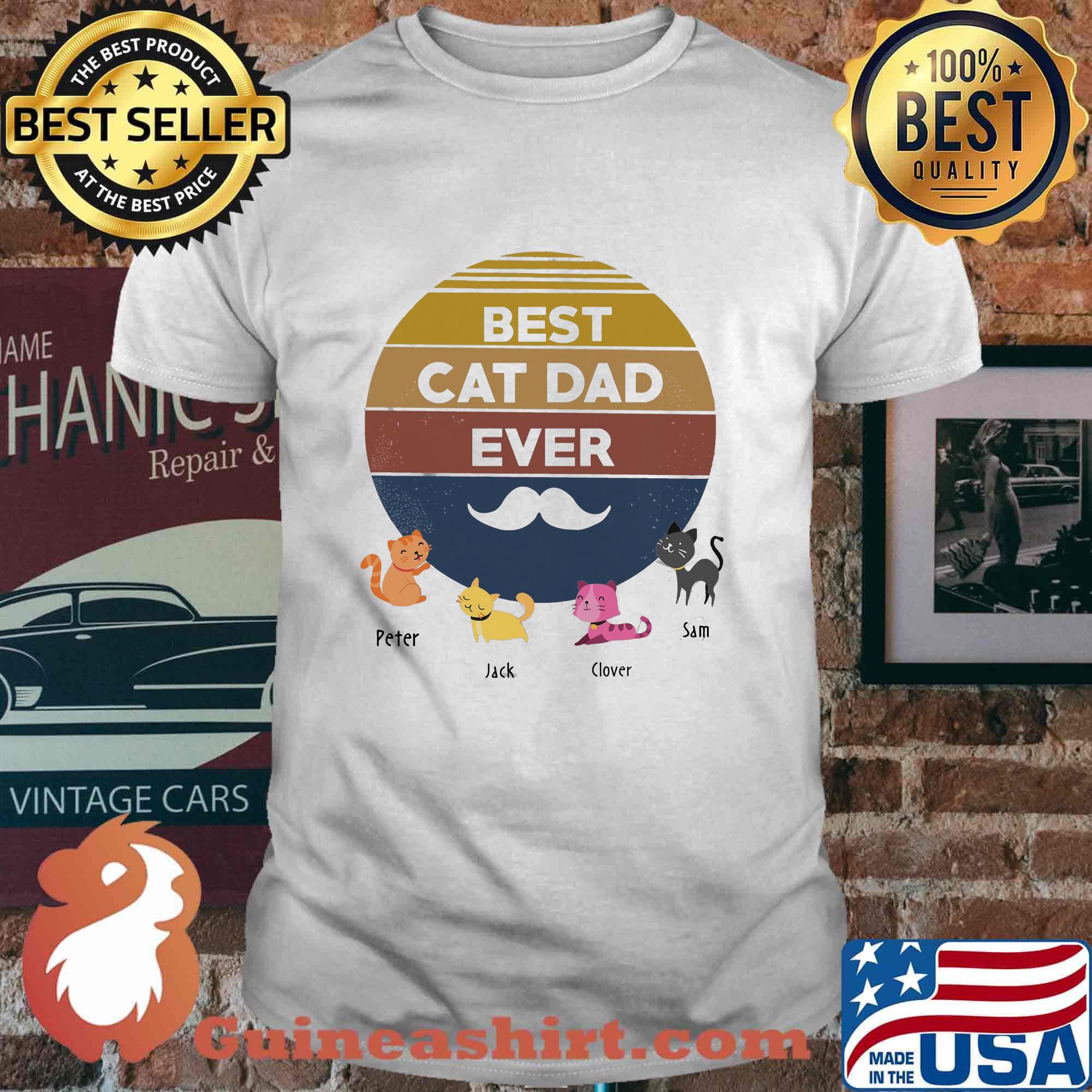 Best cat dad ever beard peter jack clover sam father's day vintage retro shirt