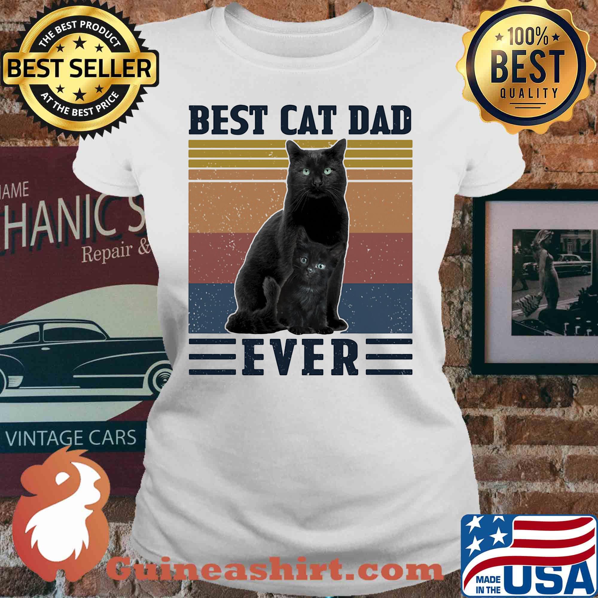 Best cat dad ever happy father's day vintage retro s V-neck